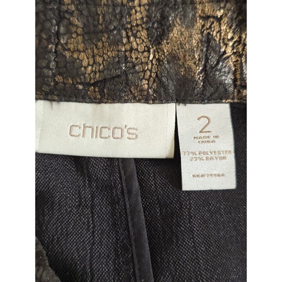 Chico's Textured Leopard Print Open Blazer Jacket Womens Size 2 Large 12 Animal - Picture 9 of 11